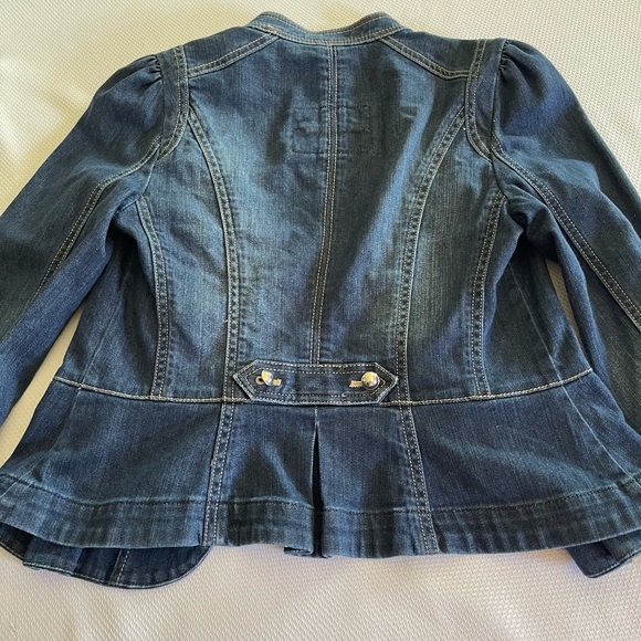 White House Black Market Dark Blue Jean Jacket with Silver Accents - Picture 6 of 10